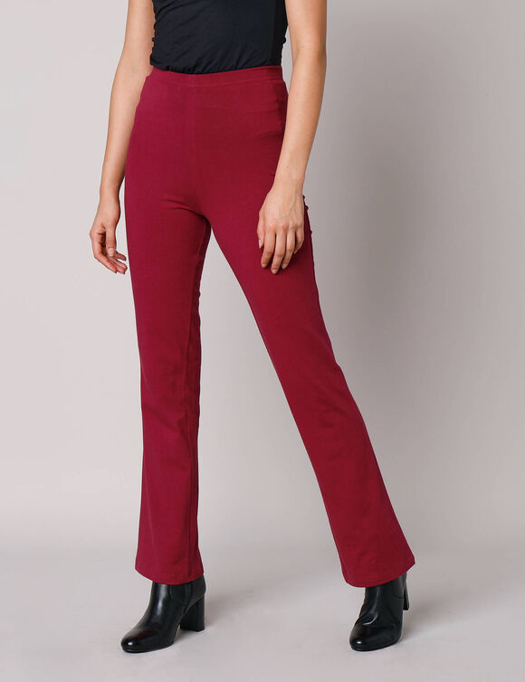 Legging bootcut uni, taille élastiquée (rouge foncé)