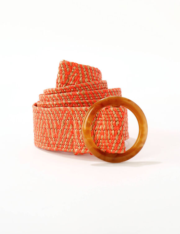 Ceinture raphia &eacute;lastiqu&eacute;e &eacute;cru/orange (&eacute;cru / orange)