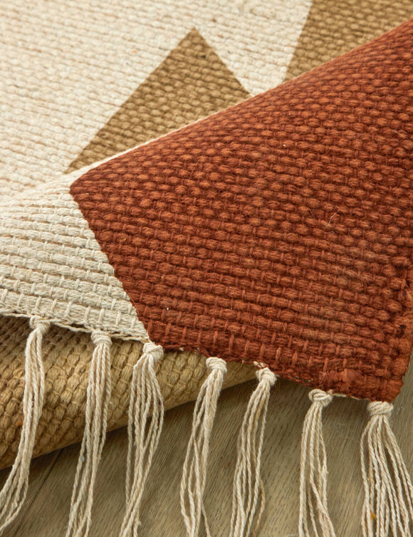 Tapis rectangulaire impression graphique (naturel / terracotta)