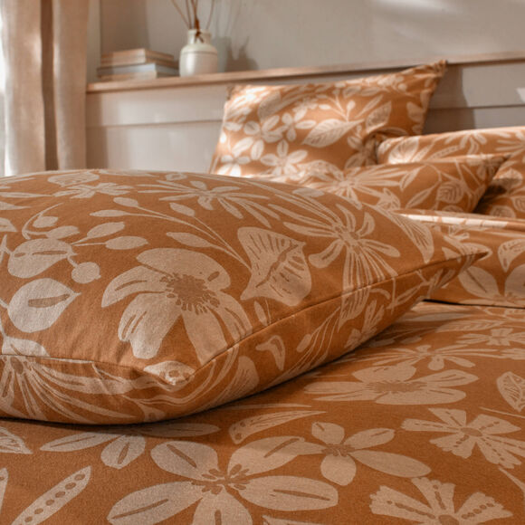Linge de lit Céline en flanelle imprimé floral (caramel)