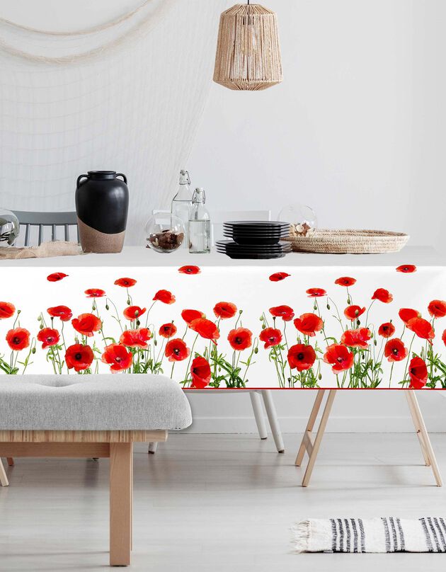 Nappe toile cirée imprimé coquelicots (rouge)