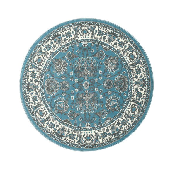 Tapis rond motifs perse (bleu gris&eacute;)