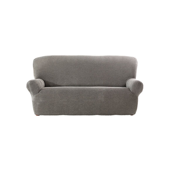 Housse texturée bi-extensible spéciale canapé fauteuil à accoudoirs (gris chiné)