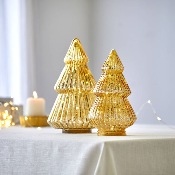 Lichtgevende kerstboom met leds, goudkleurig glas (goudkleurig)