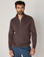 Sweatshirt van molton met trucker-kraag en ritssluiting (bruin)