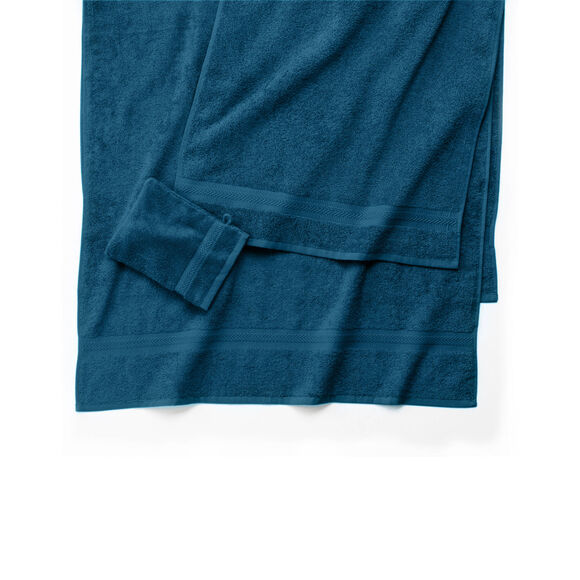 Collection serviettes de bain unies 420 g/m2 confort moelleux (bleu paon)