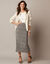 Lange rok in plissétricot, dierenhuidprint (beige / zwart)