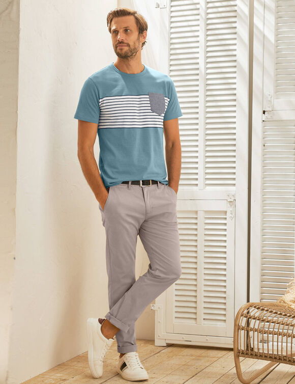 Pantalon chino ceinture arrondie sous le ventre (beige)