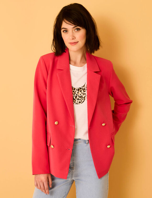 Veste blazer, boutonnage croisé (framboise)