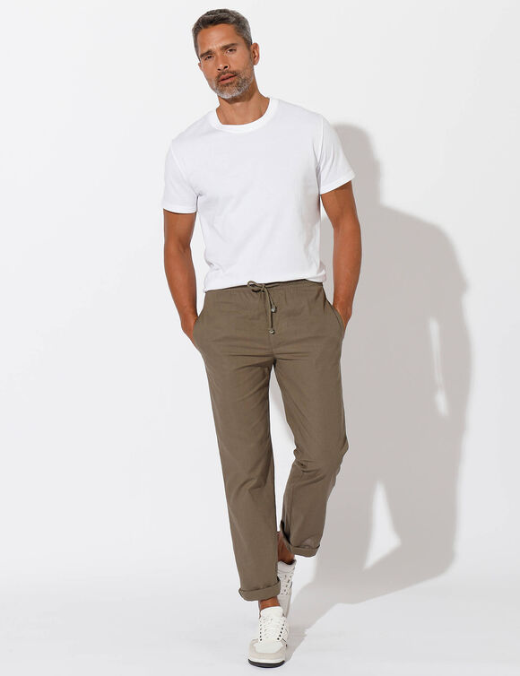 Broek met elastische tailleband (kaki)