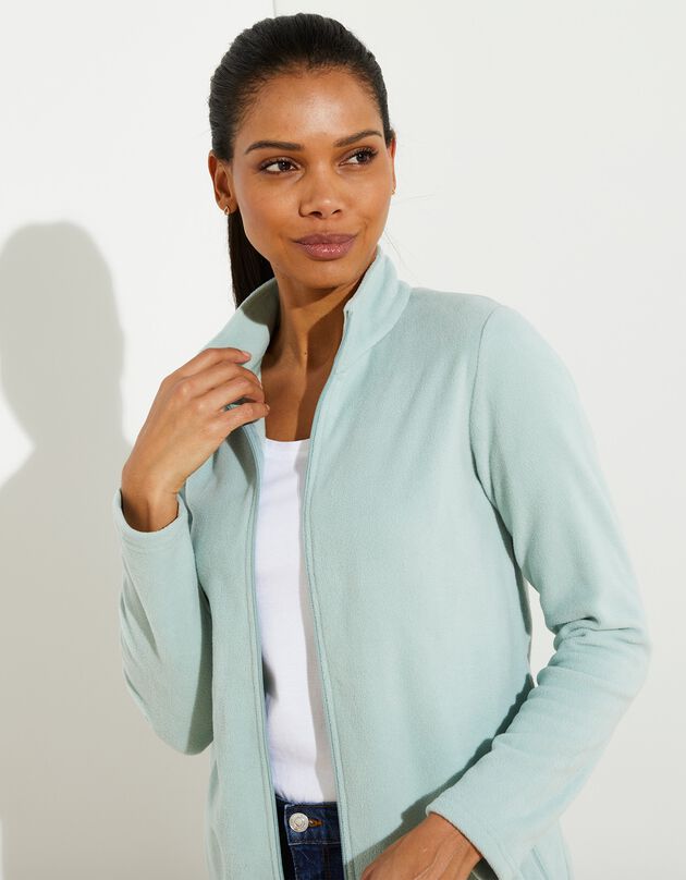 Veste polaire zippée manches longues (vert amande)