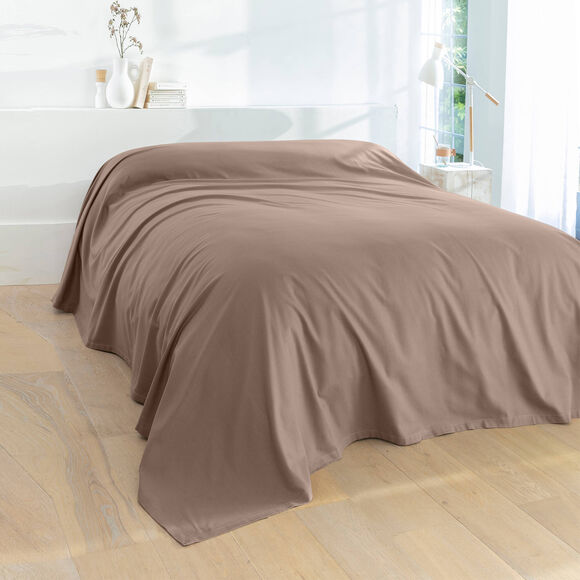 Effen katoenen sprei voor op de bank (taupe)