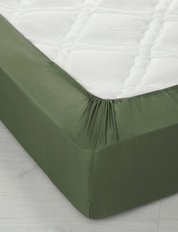 Effen hoeslaken in katoen, hoekdiepte 32 cm (eucalyptus)