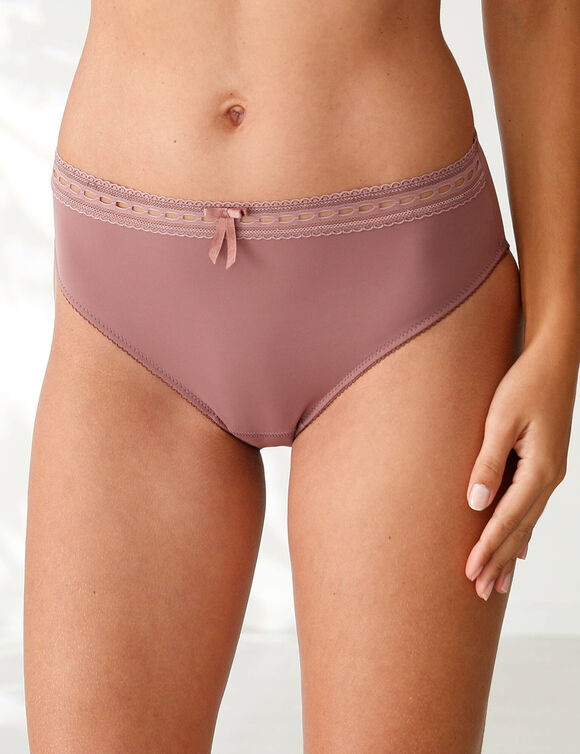 Culotte forme midi taille haute microfibre et ceinture dentelle - lot de 3 (rose)