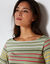 T-shirt met marinestrepen en 3/4-mouwen (kaki / veelkleurig)