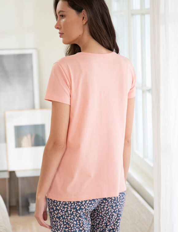 T-shirt de pyjama manches courtes imprim&eacute; "fleurs"  (rose)