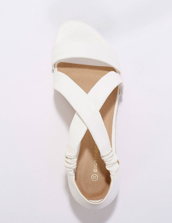  Sandales compens&eacute;es &eacute;lastiqu&eacute;es synth&eacute;tique (blanc)