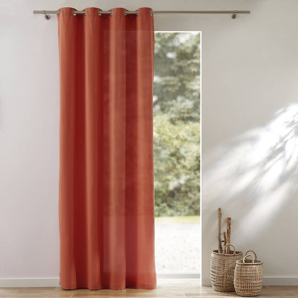 Rideau bachette uni tamisant oeillets (terracotta)