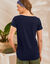 T-shirt col tunisien uni, coton (marine)