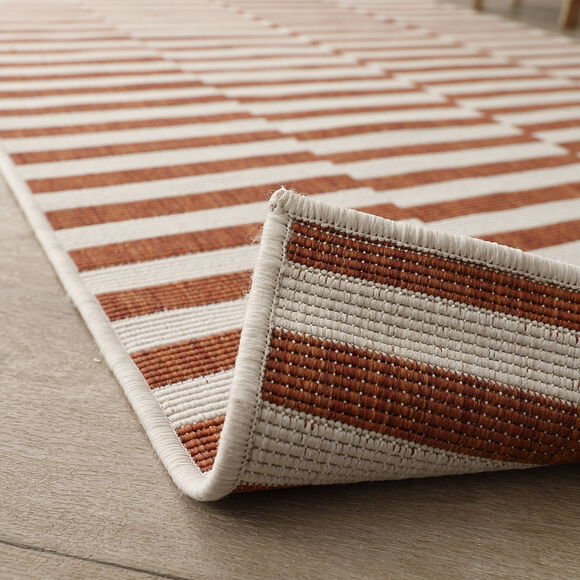 Tapis rectangulaire à rayures (terracotta)