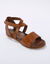 Sandalen met scratchriempjes, in LWG-gecertificeerd leer (bruin)