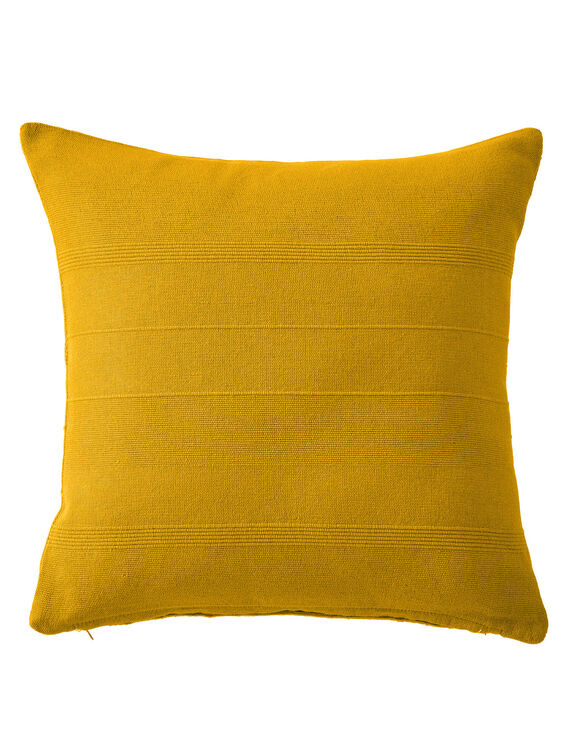 Housse coussin unie coton tissage artisanal - lot de 2 (curry)