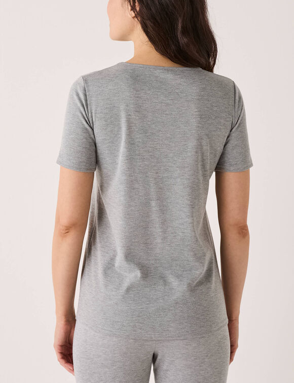 Thermisch T-shirt met ronde hals - korte mouwen (chin&eacute; grijs)