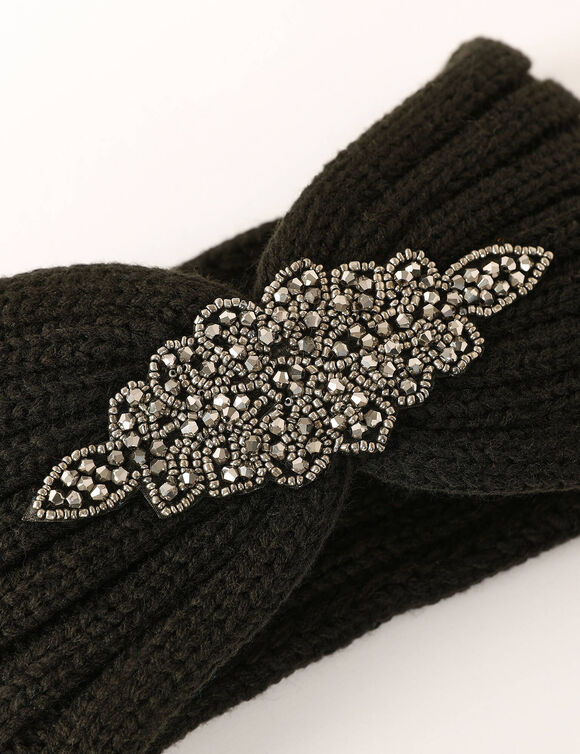 Headband en maille avec bijou (noir)