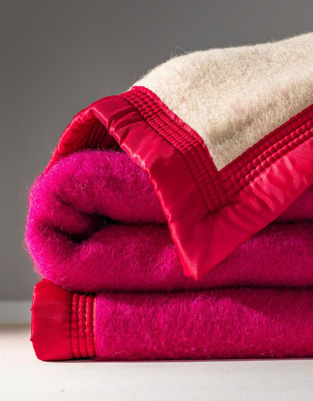 Couverture bicolore laine 600g/m2 (rose pivoine)