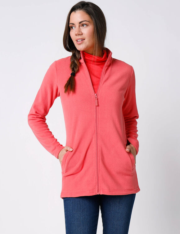 Veste polaire zippée manches longues (corail foncé)
