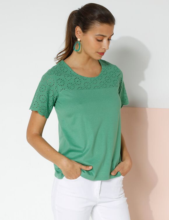 T-shirt broderie anglaise (vert)