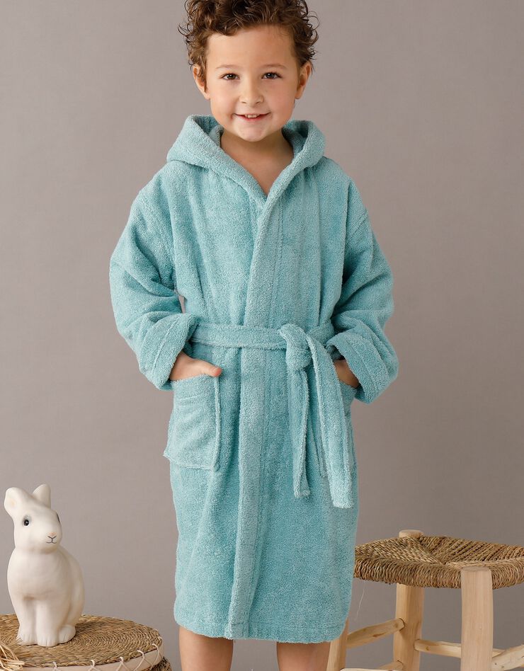 Peignoir enfant éponge bouclette à capuche, vert d'eau Peignoir enfant éponge bouclette à capuche, vert d'eau, hi-res image number 5