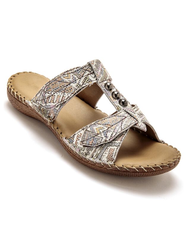 Sandales cuir ouverture totale - imprimées (multicolore)