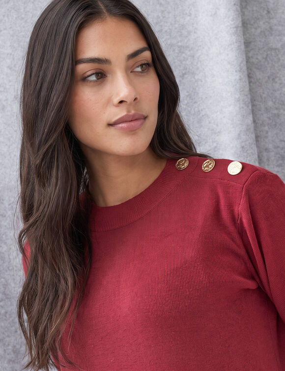 Robe pull boutons   (rouge fonc&eacute;)