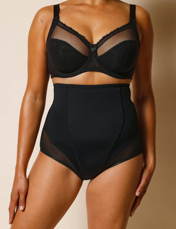 Culotte taille haute maille et tulle gainant (noir)