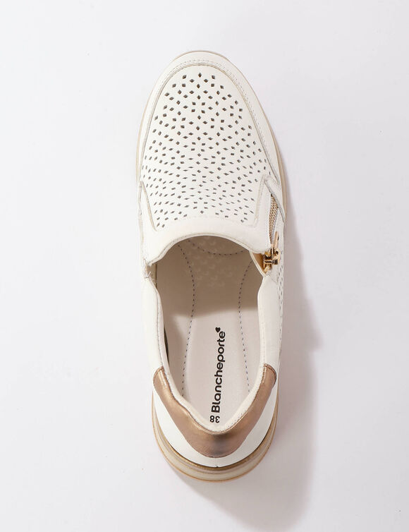 Baskets zippées compensées en cuir (blanc)