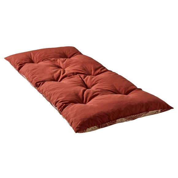 Lang, decoratief kussen met bladerenprint (terracotta)