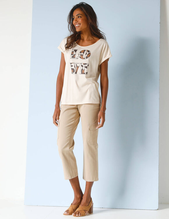 T-shirt loose imprimé "LOVE" (écru)