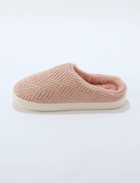 Chaussons forme mule fourr&eacute;s (rose)