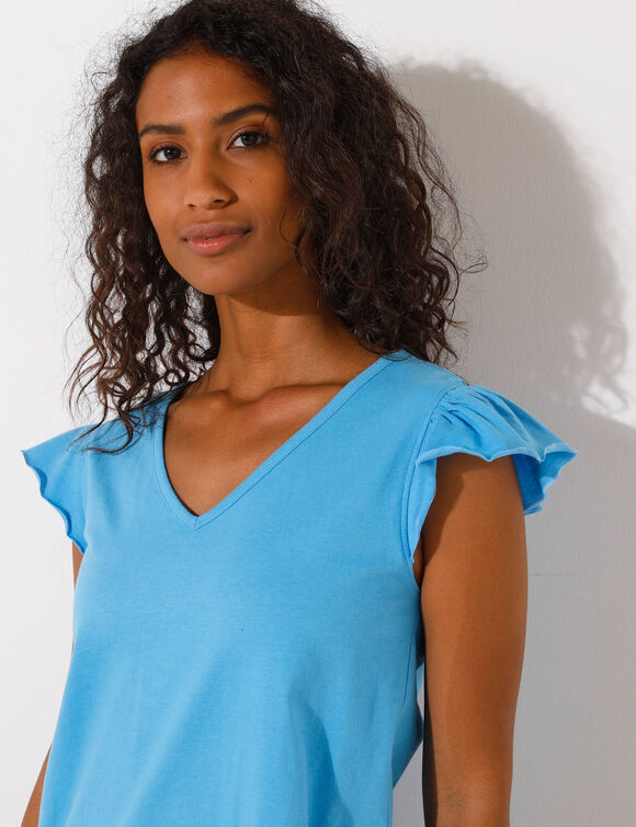 Effen pyjamashirt met korte mouwen (blauw)