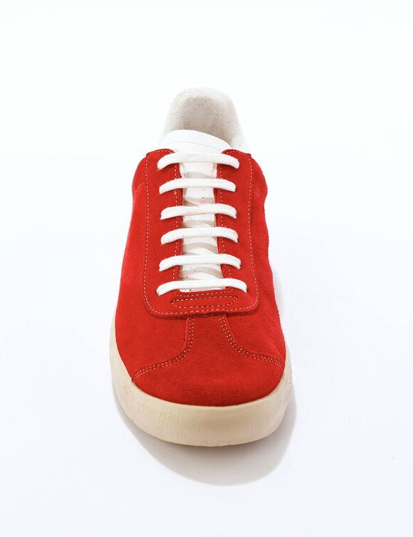 Baskets vintage croûte de cuir colorées (rouge)