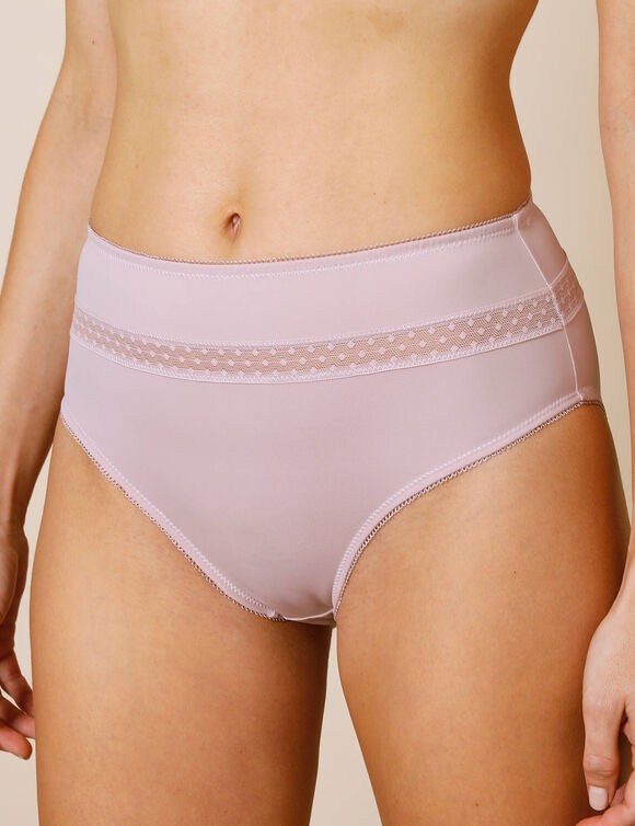Culotte haute microfibre et tulle plumetis effet seconde peau Paia - lot de 2 (rose grisé)
