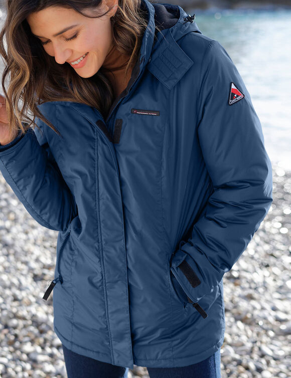 Parka imperméable doublée polaire unie (bleu grisé)