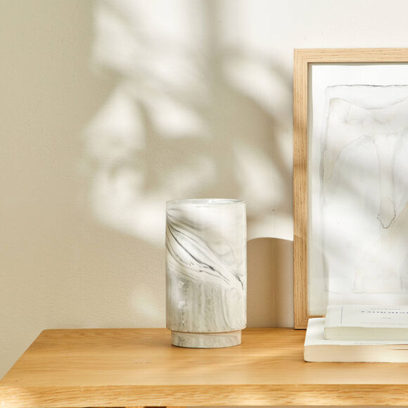 Vase en c&eacute;ramique effet marbre (noir / blanc)