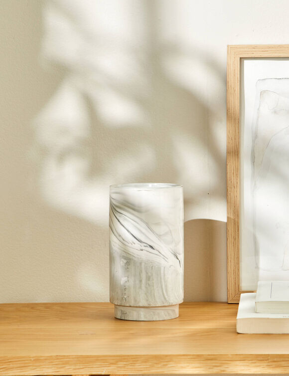 Vase en c&eacute;ramique effet marbre (noir / blanc)