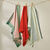 Torchons rayés et uni coton tissé teint - lots (vert / terracotta)