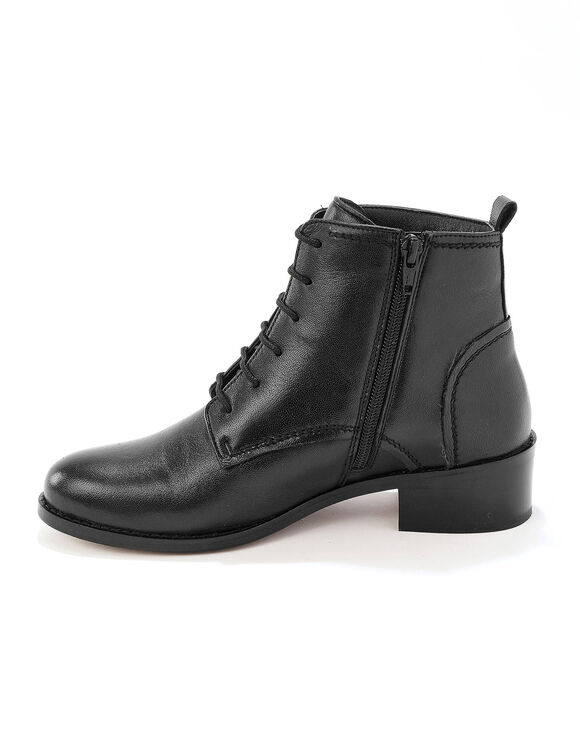 Comfortabele leren bottines met veters (zwart)