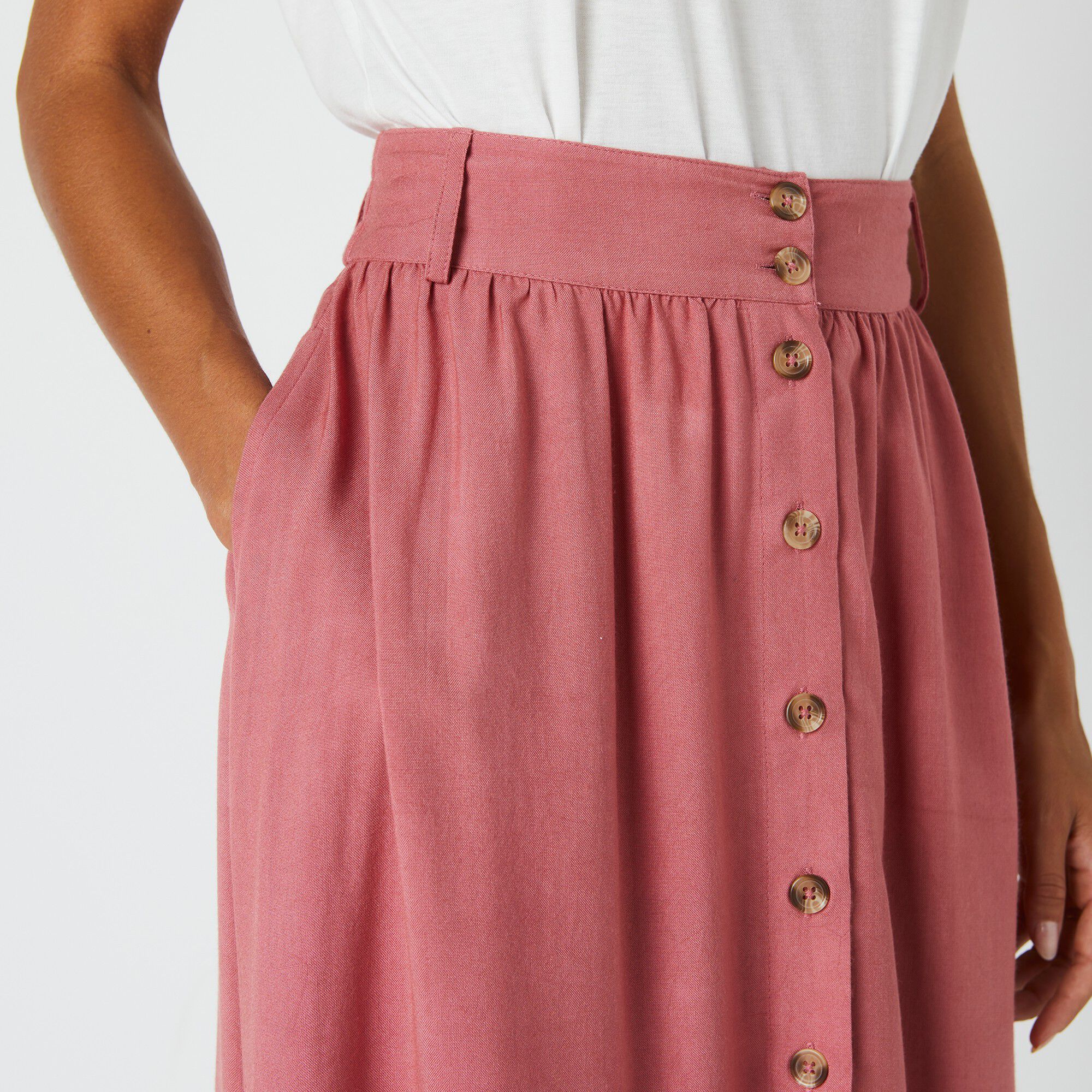 Jupe longue fluide boutonnée devant outlet