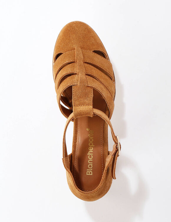 Sandales en cuir à talon (beige)