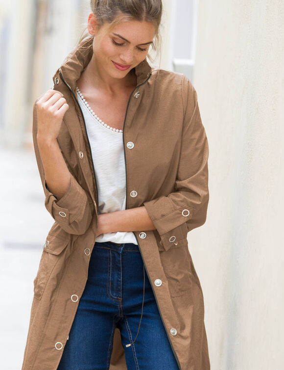 Parka à capuche déperlante (noisette)